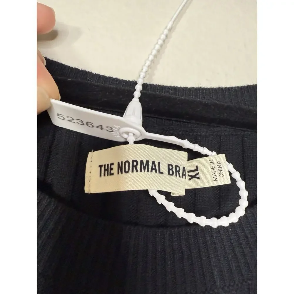 $150 The Normal Brand Rib Dress 100 Cotton Ava Black Maxi LongSleeve Bodycon XL - Picture 8 of 13